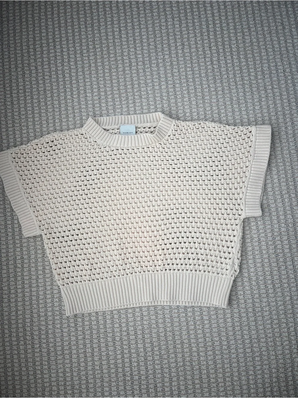 Varley Julianna Open Knit Short Sleeve Sweater Size Small